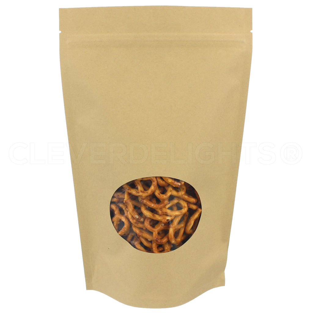 Kraft Stand-Up Window Pouches - 16oz - 7" x 11.5" x 4"