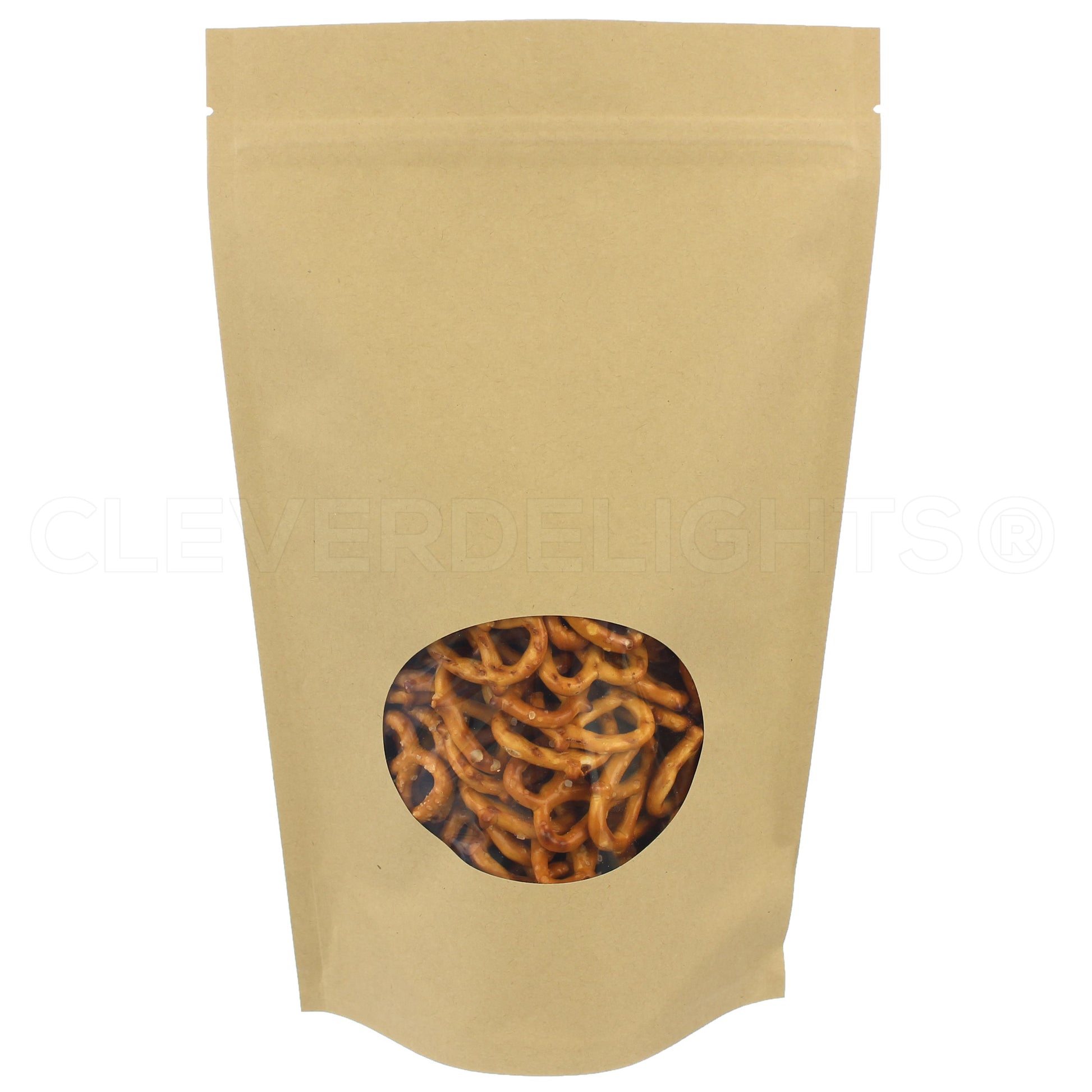 Kraft Stand-Up Window Pouches - 16oz - 7" x 11.5" x 4"