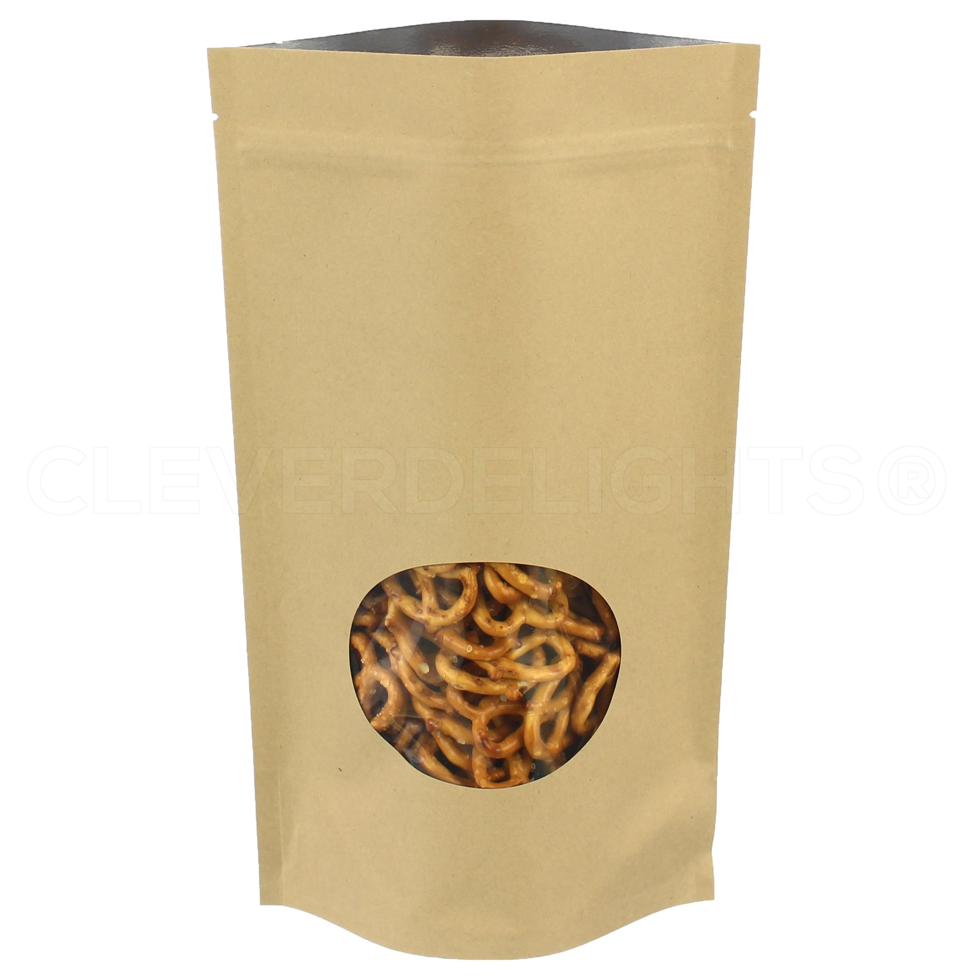 Kraft Stand-Up Window Pouches - 16oz - 7" x 11.5" x 4"