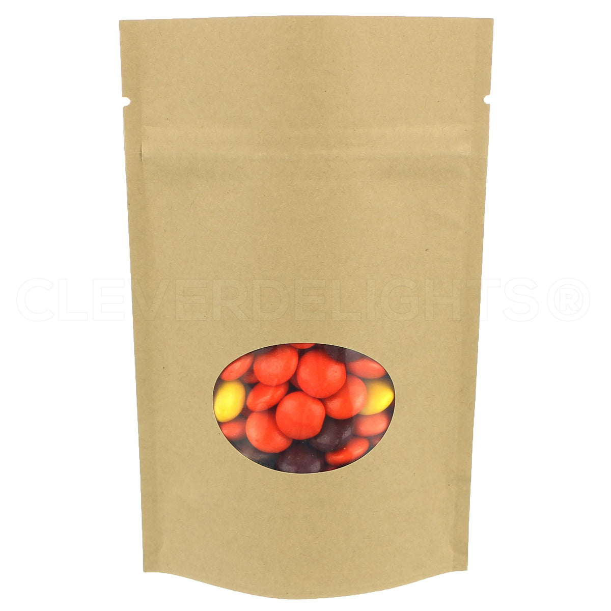 Kraft Stand-Up Window Pouches - 2oz - 4" x 6" x 2"