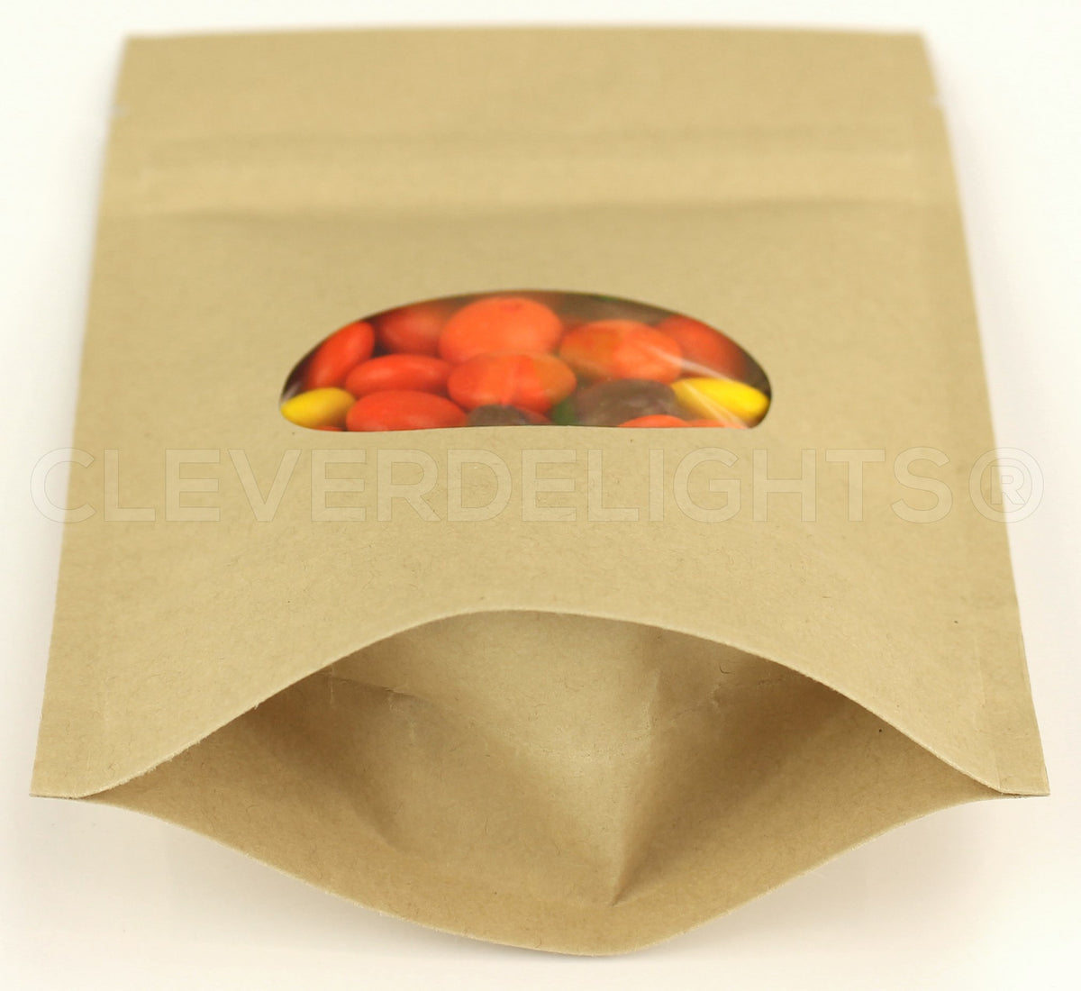 Kraft Stand-Up Window Pouches - 2oz - 4" x 6" x 2"