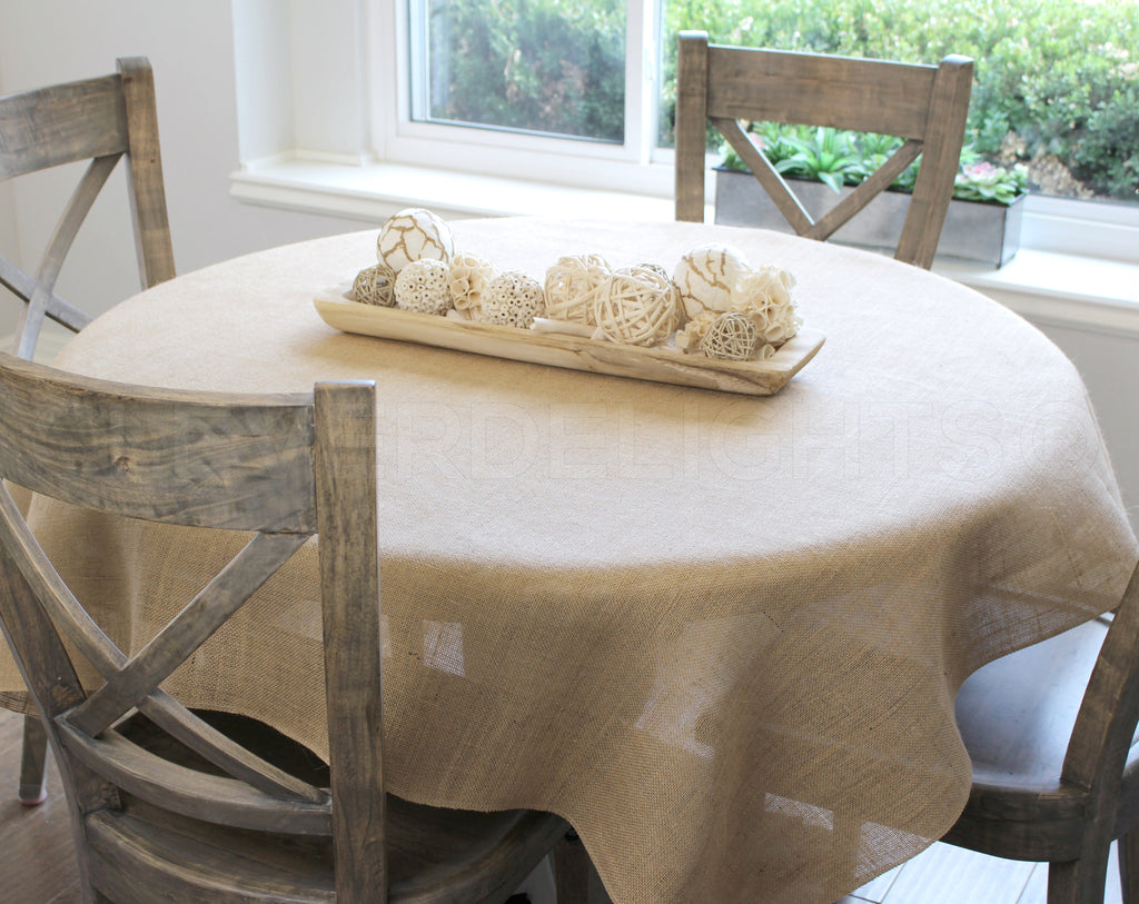 CleverDelights Burlap Tablecloths - 60 x 60 - Finished Edge