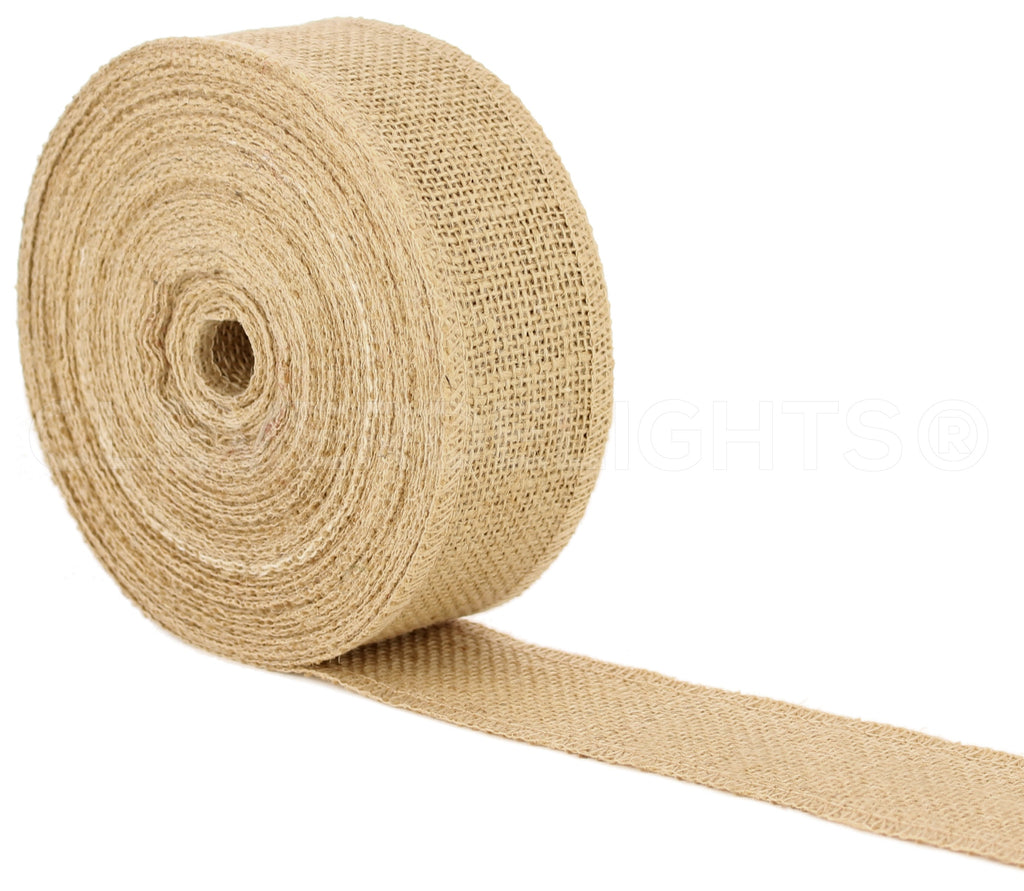 CleverDelights 2 Natural Burlap Ribbon - Finished Edge - 25 Yards