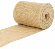 4" Natural Burlap Ribbon - Wired Edges - 10 Yards