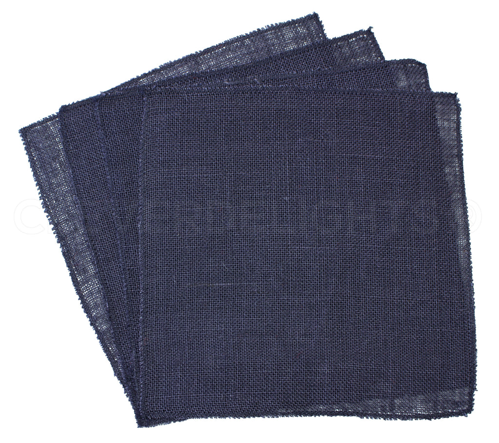 CleverDelights 6 Navy Burlap Roll - Finished Edges