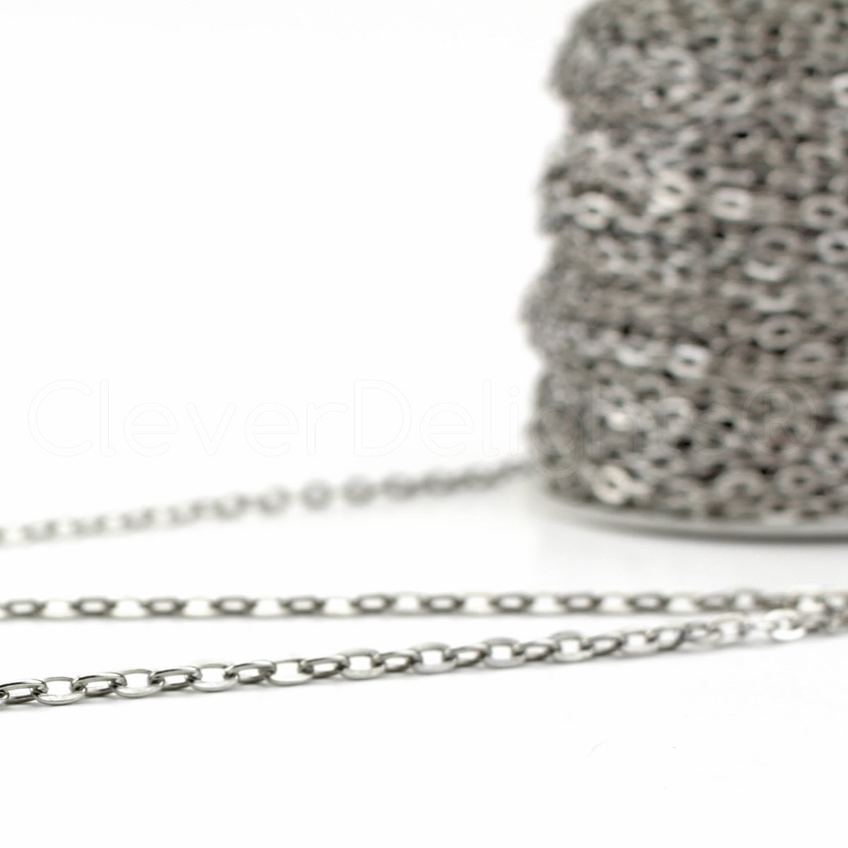 Cable Chain - 5x7mm Link - Platinum Silver Color