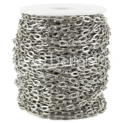 Cable Chain - 5x7mm Link - Platinum Silver Color