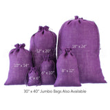 Purple Burlap Bags - 8" x 12"
