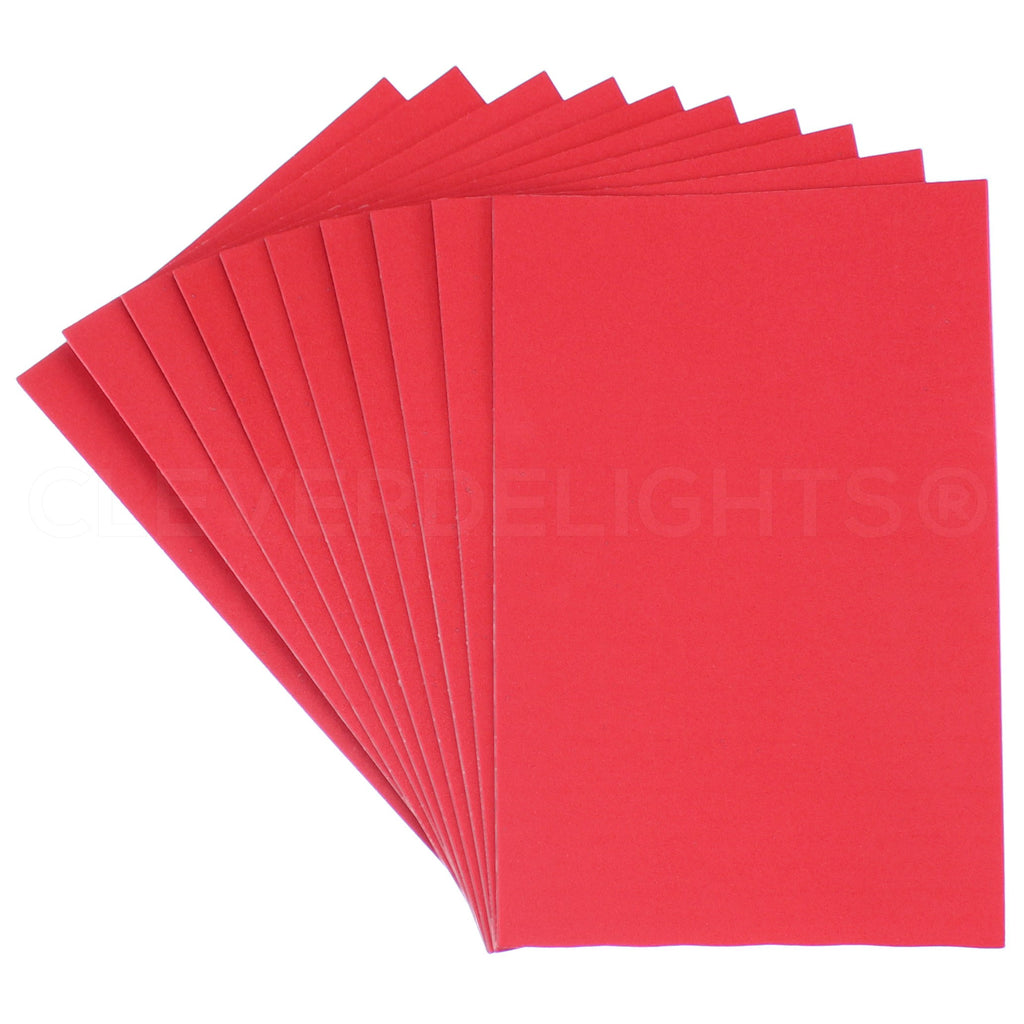 CleverDelights Red Foam Sheets - 8 x 12 - Adhesive Back