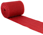 4" Red Burlap Ribbon - Finished Edge - 10 Yards