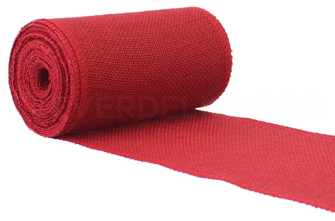 6" Red Burlap Roll - Finished Edges
