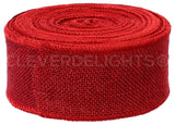 2.5" Red Burlap Ribbon - Wired Edges - 25 Yards