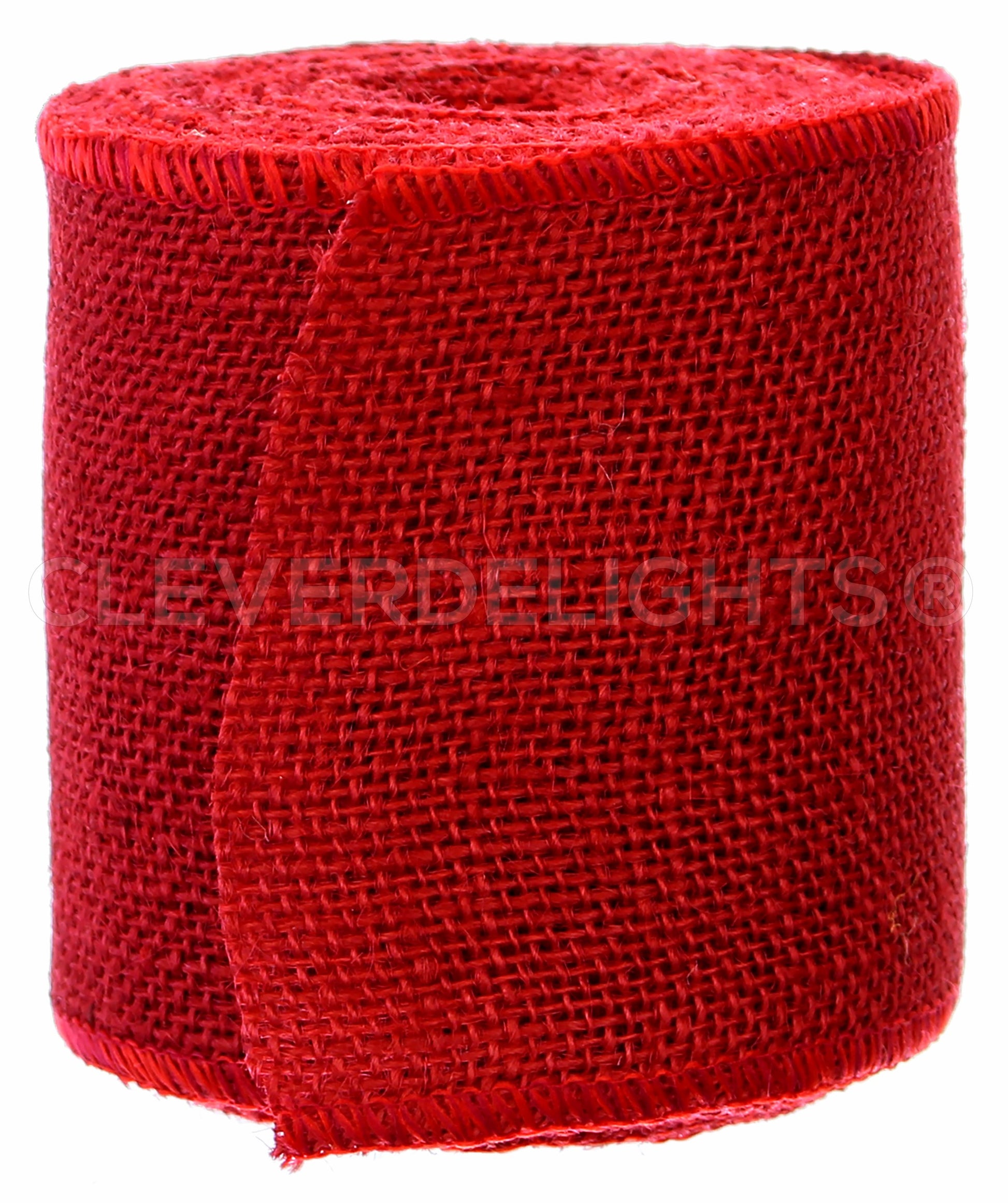 4" Red Burlap Ribbon - Wired Edges - 10 Yards