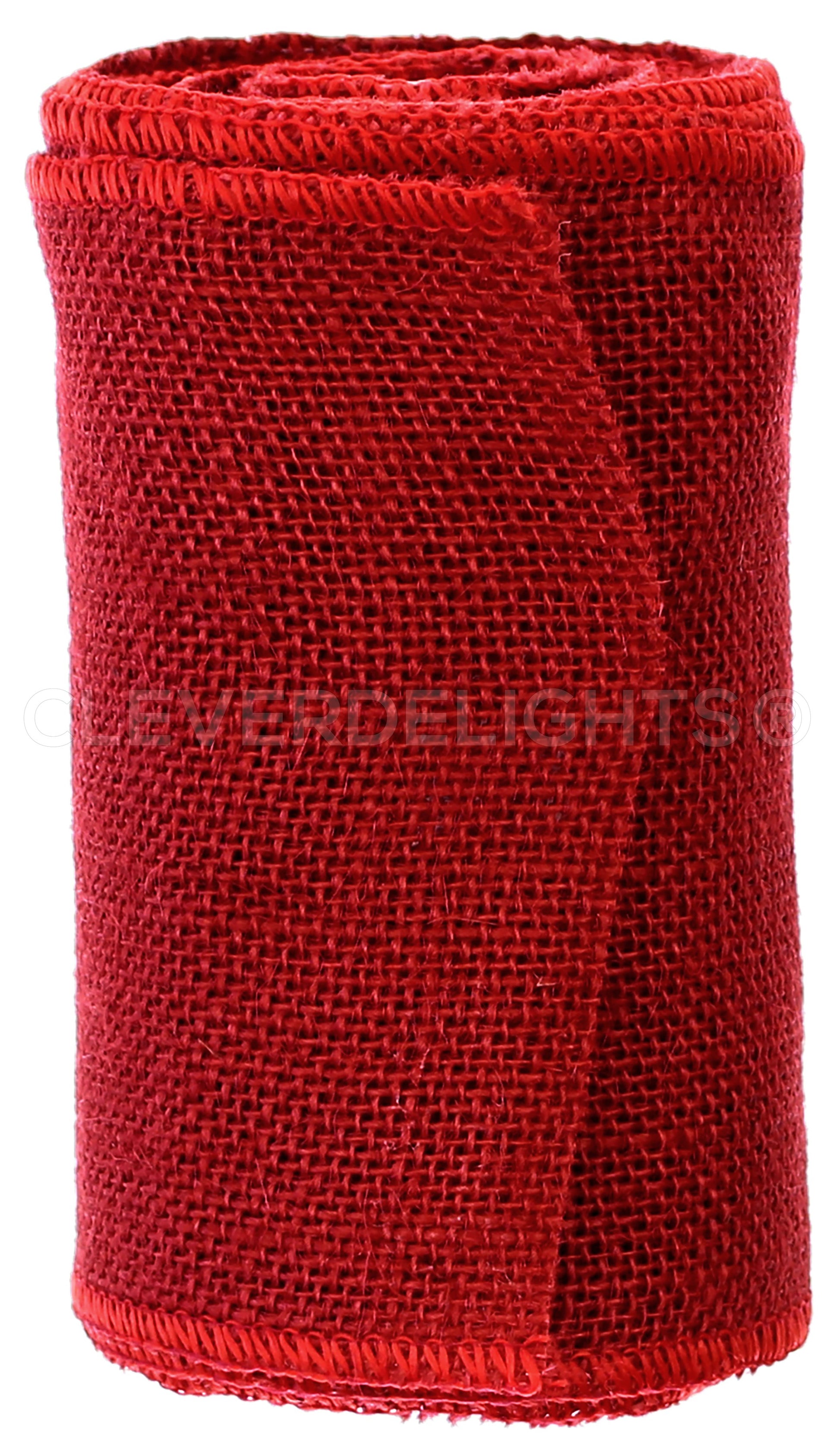 6" Red Burlap Ribbon - Wired Edges - 10 Yards