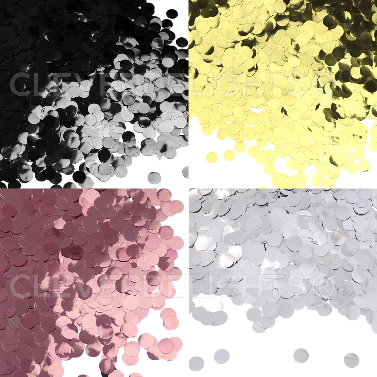 3/8" Round Shiny Confetti - Metallic Colors - Bulk 10oz Can