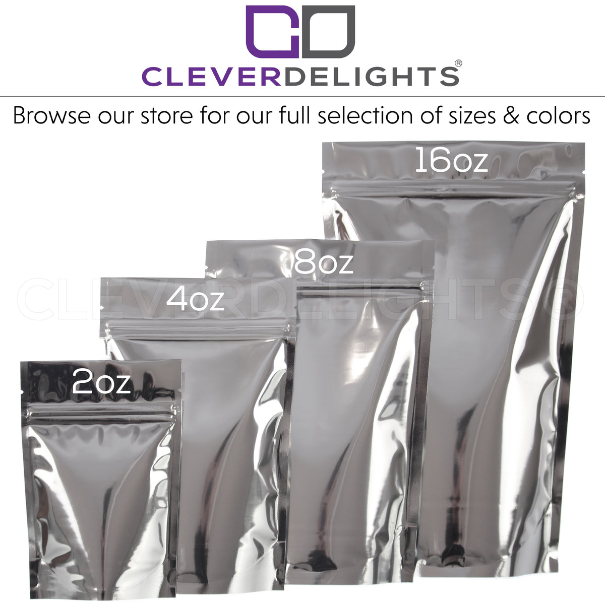 Silver Stand-Up Pouches - 4oz - 5" x 8" x 2.5"