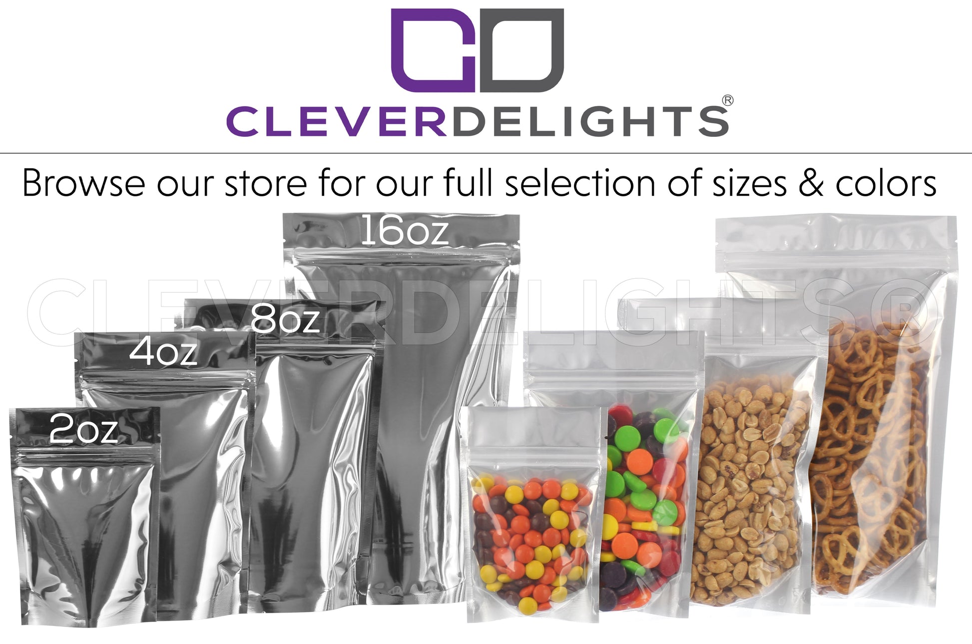 Silver Back / Clear Front Stand-Up Pouches - 2oz - 4" x 6" x 2"
