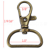 1" Wide Swivel Lobster Clasps - Antique Bronze Color