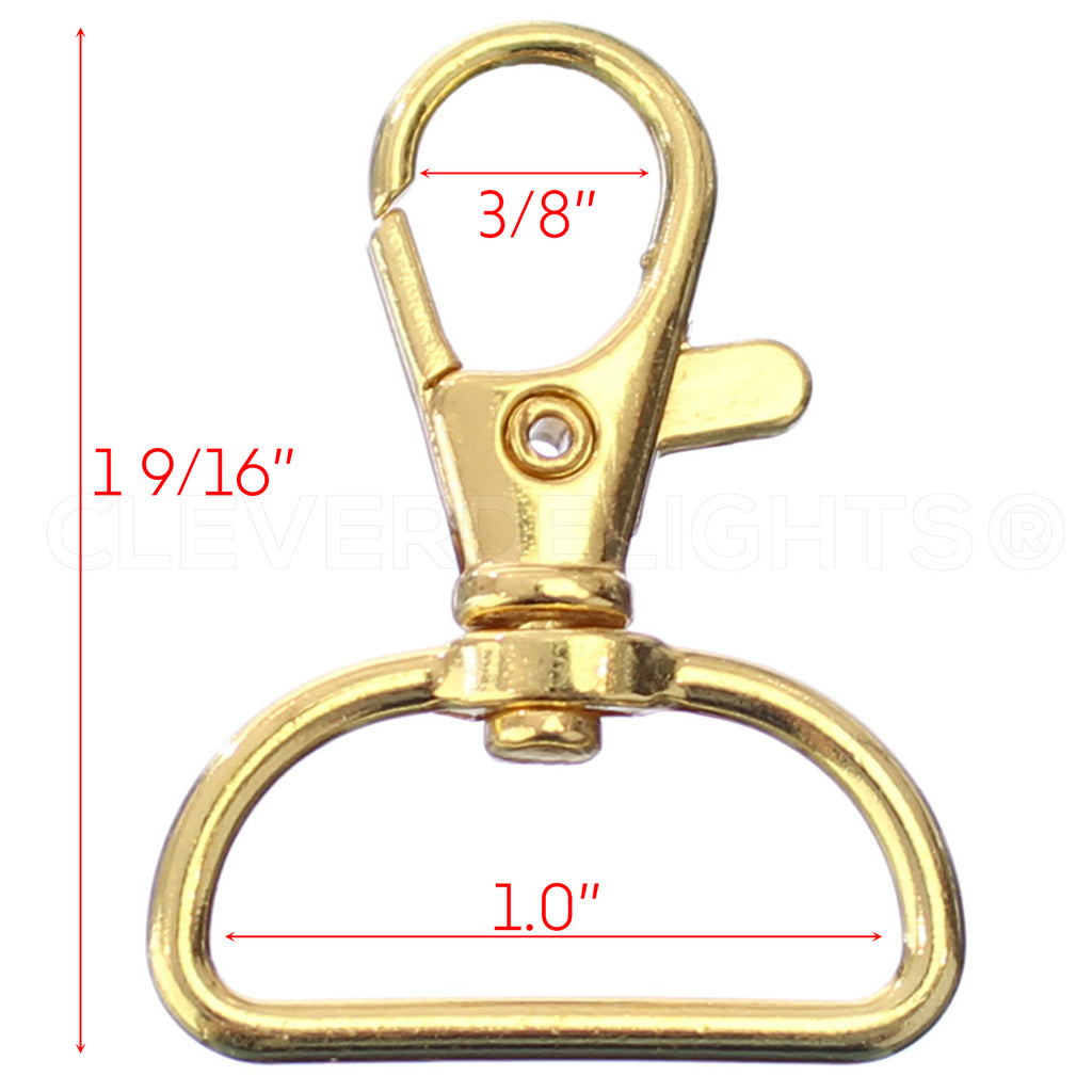 1" Wide Swivel Lobster Clasps - Gold Color