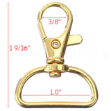 1" Wide Swivel Lobster Clasps - Gold Color