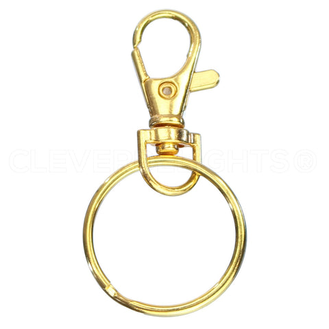 1.5" Swivel Lobster Clasps With Key Rings - Gold Color