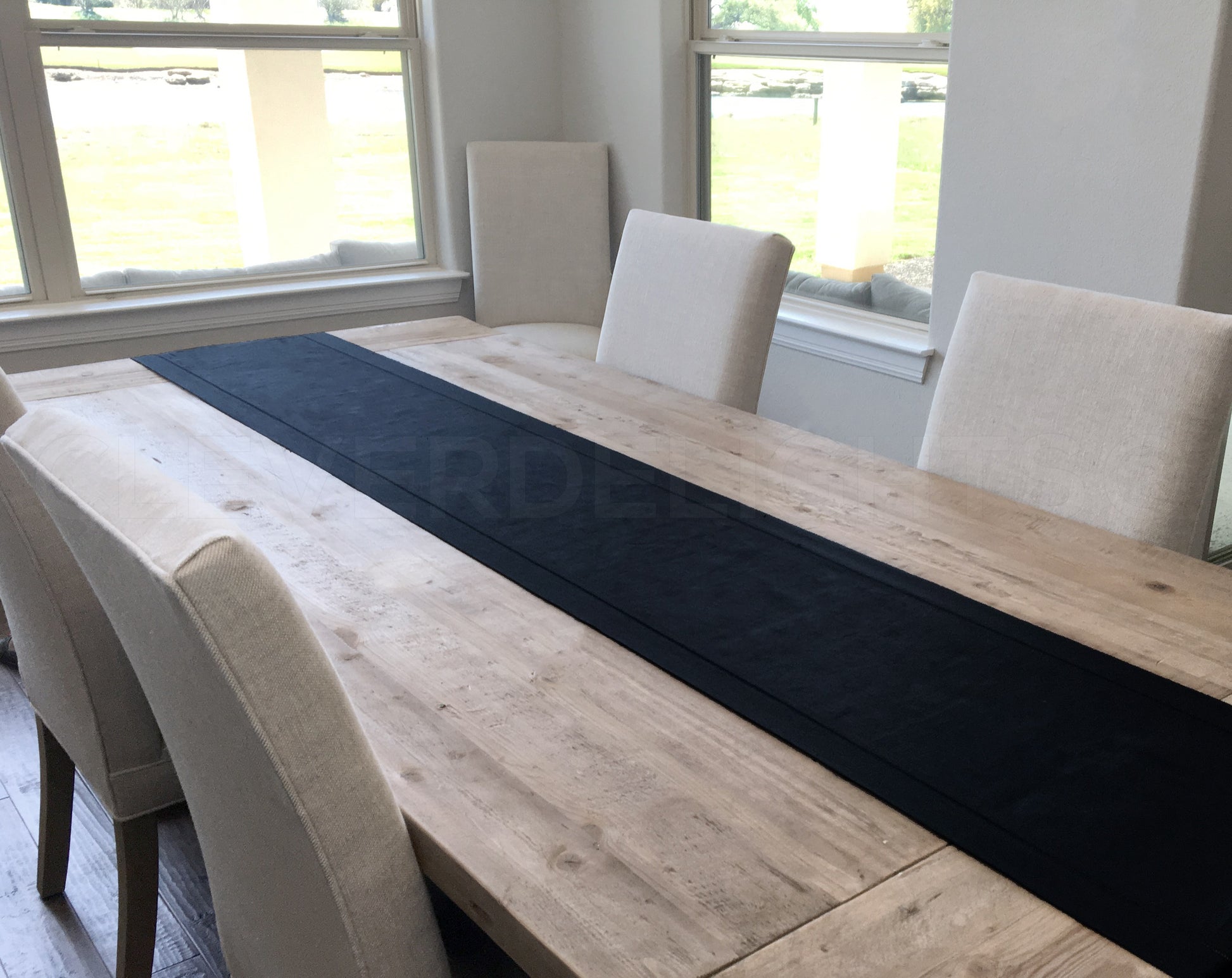 16" Hemstitch Table Runner - 100% Linen - Black