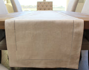 16" Hemstitch Table Runner - 100% Linen - Natural