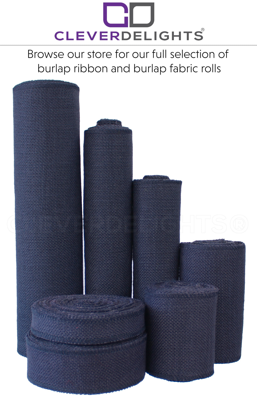 12" Navy Burlap Roll - Finished Edges