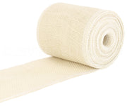 4" Ivory Burlap Ribbon - Wired Edges - 10 Yards