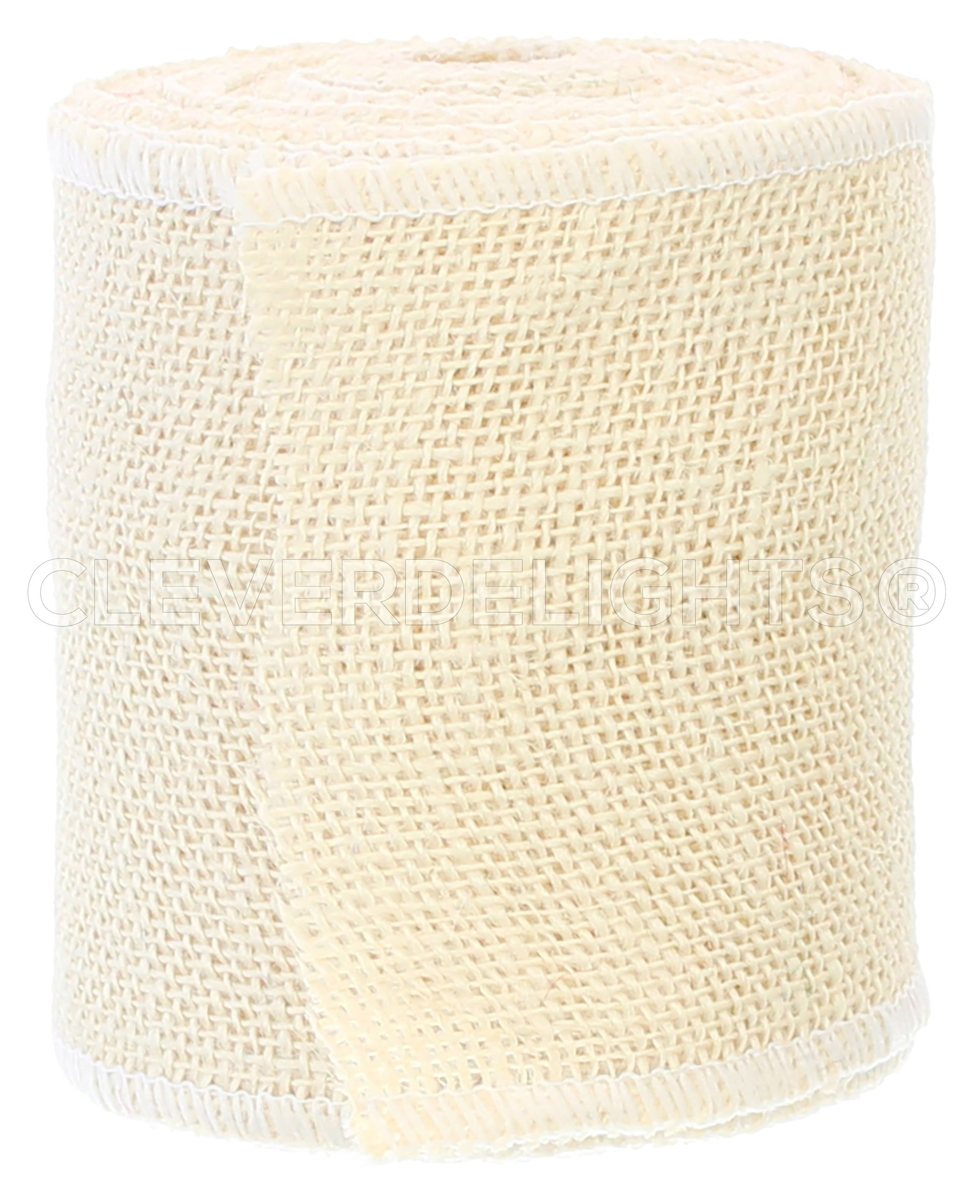 4" Ivory Burlap Ribbon - Wired Edges - 10 Yards