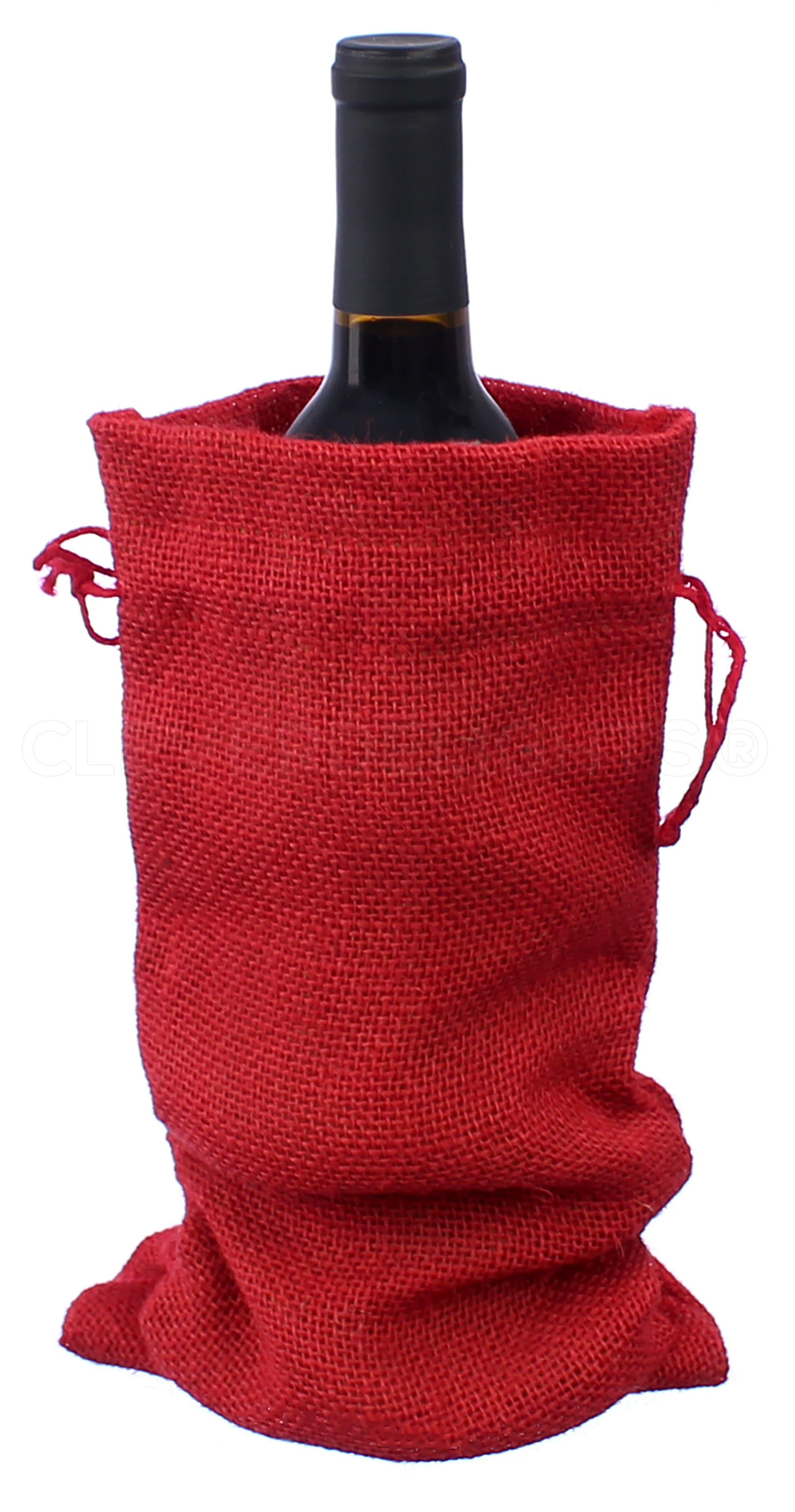 Red Burlap Wine Bags with Drawstring