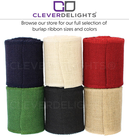 CleverDelights 4 Red Burlap Ribbon - Finished Edge - 10 Yards