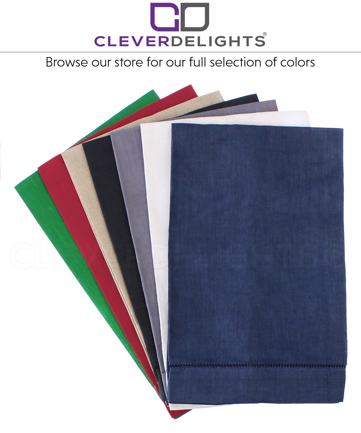 Hemstitch Fingertip Towels - Linen/Cotton Blend - White